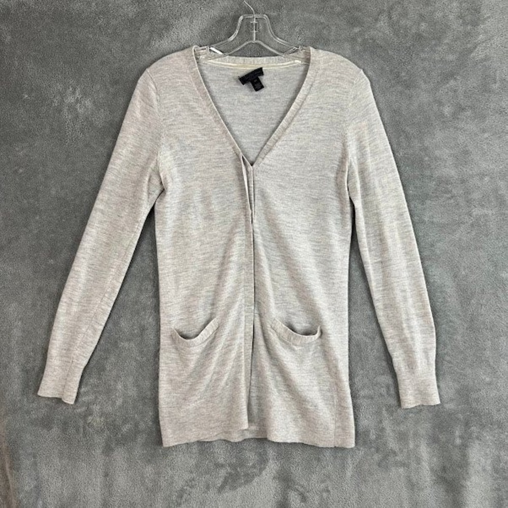 Saks Fifth Avenue 100% Cashmere Cardigan Sweater Womens S Grey Minimalist